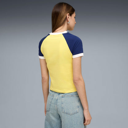 PUMA FUTURE.PUMA.ARCHIVE SLIM SHORT RINGER T-SHIRT プーマ フューチャー プーマ アーカイブ スリム ショート リンガー Tシャツ 636790【レディース リンガーTシャツ シングルジャージ素材 クルーネック 26SS】