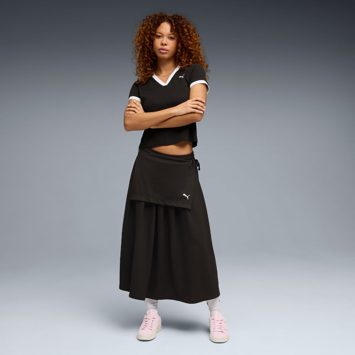 PUMA T7 MIDI PLEATED SKIRT WNS プーマ  T7 ミディ プリーツ スカート 636872【レディース プリーツスカート ミディスカート ミドル丈スカート ウエストゴムスカート 26SS】