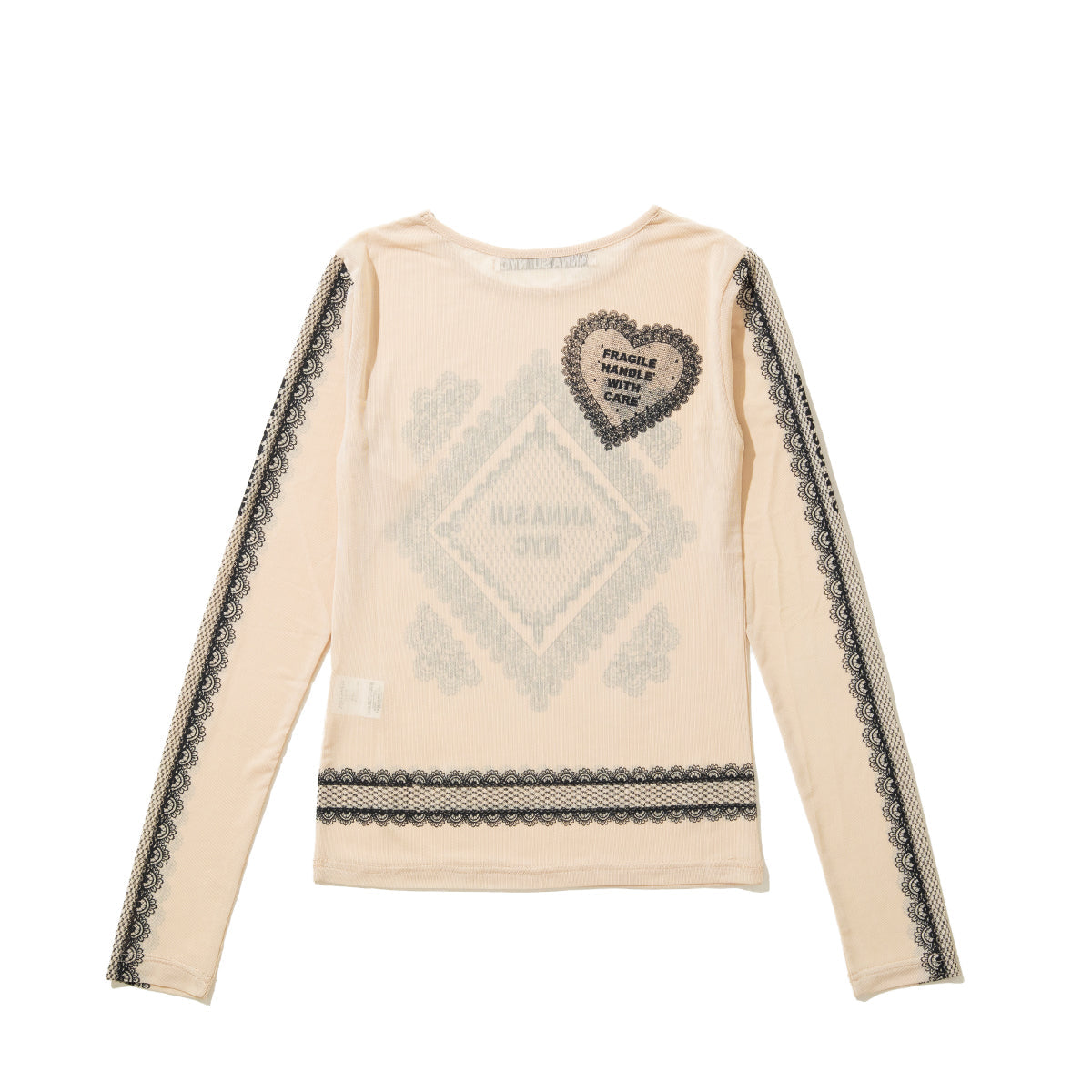 ANNA SUI NYC RACE PRINT SHEER TOP アナスイ エヌワイシー レースプリントシアートップス 16112356【レディース シアートップス 長袖 レースプリント レイヤード 透け感 26SS】