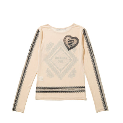 ANNA SUI NYC RACE PRINT SHEER TOP アナスイ エヌワイシー レースプリントシアートップス 16112356【レディース シアートップス 長袖 レースプリント レイヤード 透け感 26SS】