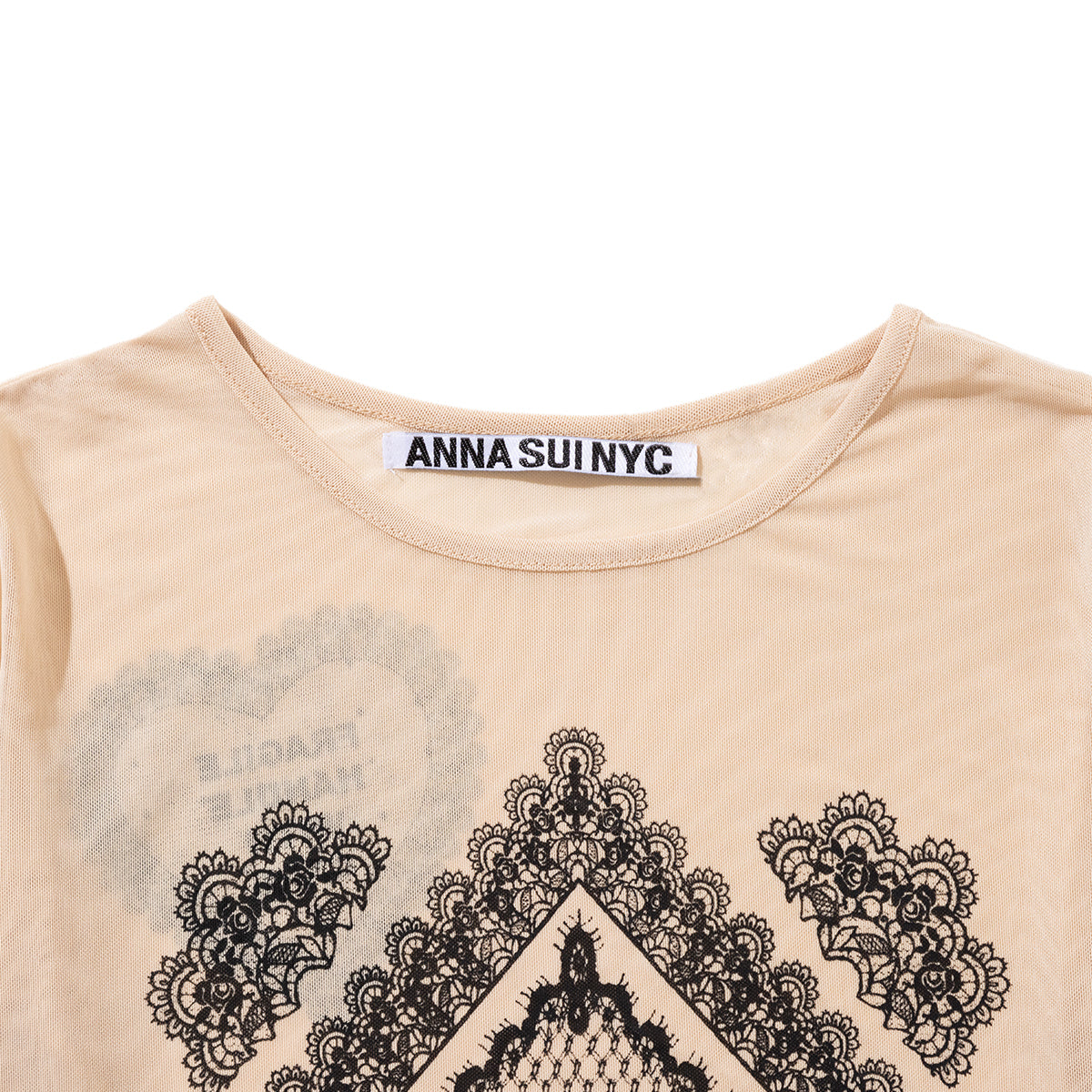 ANNA SUI NYC RACE PRINT SHEER TOP アナスイ エヌワイシー レースプリントシアートップス 16112356【レディース シアートップス 長袖 レースプリント レイヤード 透け感 26SS】