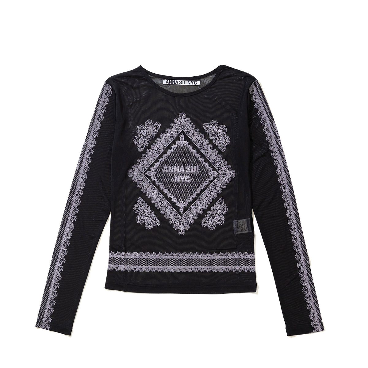 ANNA SUI NYC RACE PRINT SHEER TOP アナスイ エヌワイシー レースプリントシアートップス 16112356【レディース シアートップス 長袖 レースプリント レイヤード 透け感 26SS】