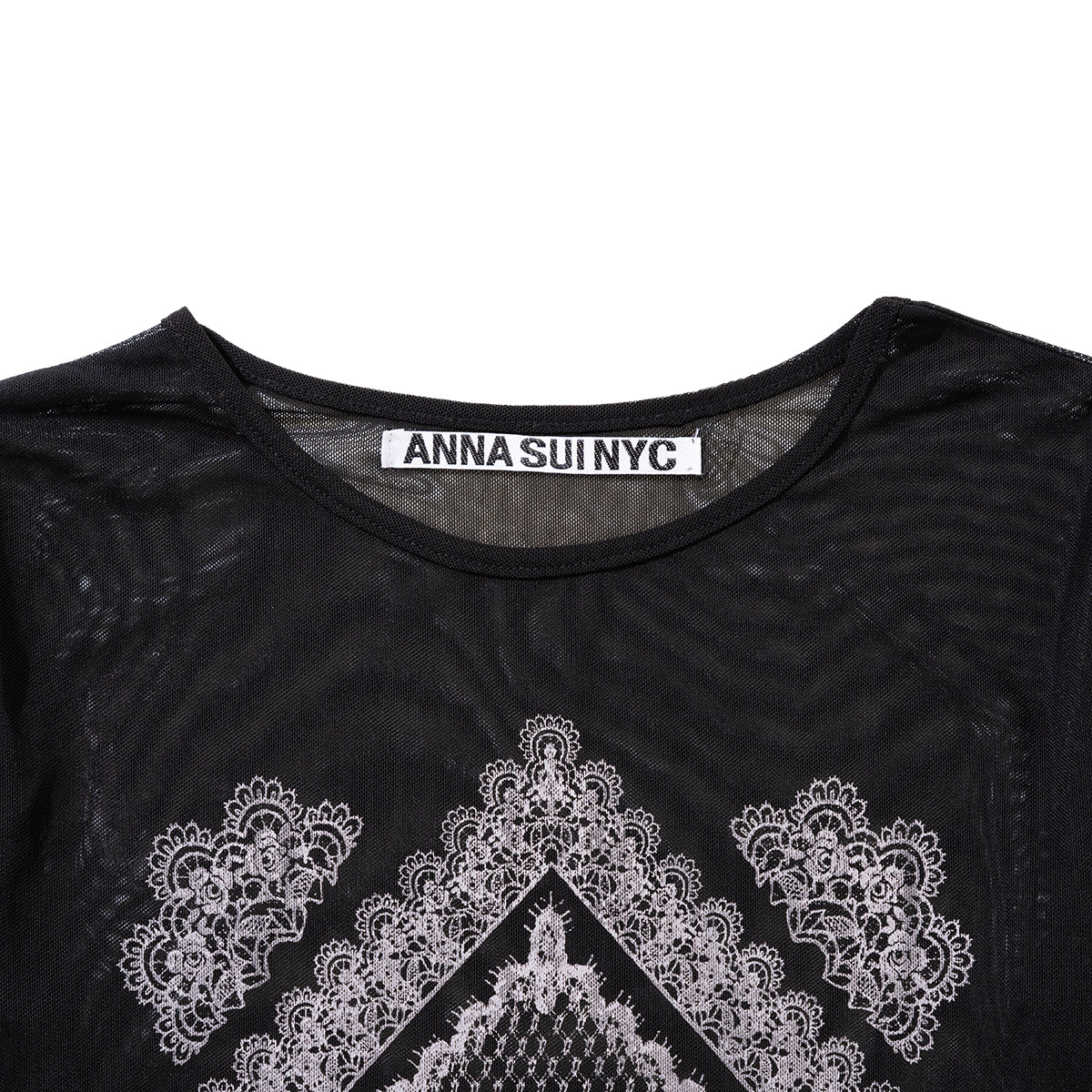 ANNA SUI NYC RACE PRINT SHEER TOP アナスイ エヌワイシー レースプリントシアートップス 16112356【レディース シアートップス 長袖 レースプリント レイヤード 透け感 26SS】