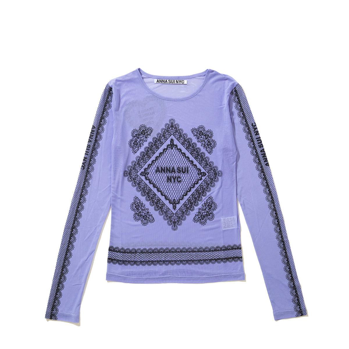 ANNA SUI NYC RACE PRINT SHEER TOP アナスイ エヌワイシー レースプリントシアートップス 16112356【レディース シアートップス 長袖 レースプリント レイヤード 透け感 26SS】