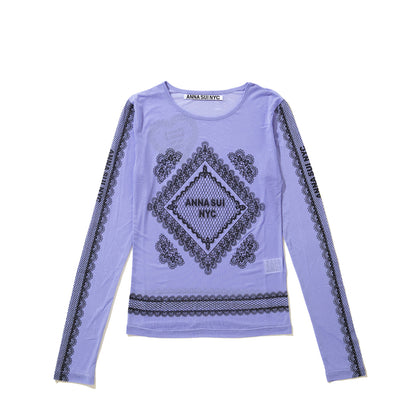 ANNA SUI NYC RACE PRINT SHEER TOP アナスイ エヌワイシー レースプリントシアートップス 16112356【レディース シアートップス 長袖 レースプリント レイヤード 透け感 26SS】