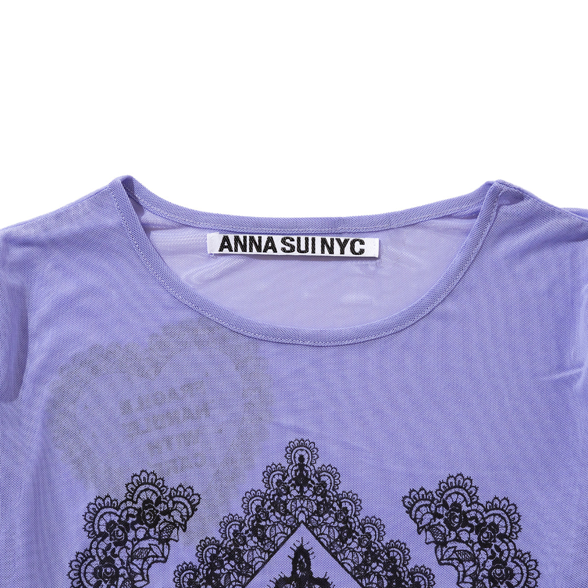 ANNA SUI NYC RACE PRINT SHEER TOP アナスイ エヌワイシー レースプリントシアートップス 16112356【レディース シアートップス 長袖 レースプリント レイヤード 透け感 26SS】