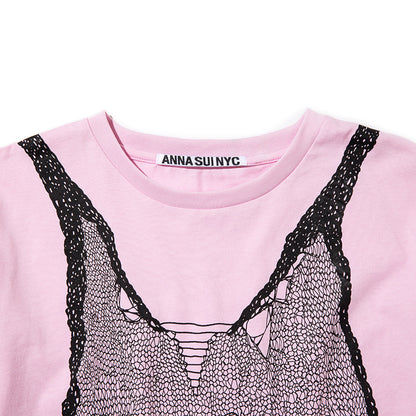 ANNA SUI NYC TROMPE LOEIL PRINT OVERSIZED T-SHIRT アナスイ エヌワイシー トロンプルイユプリントビッグTシャツ 16117389【レディース グラフィックTシャツ レイヤード風Tシャツ カジュアルファッション ストリートファッション 26SS】