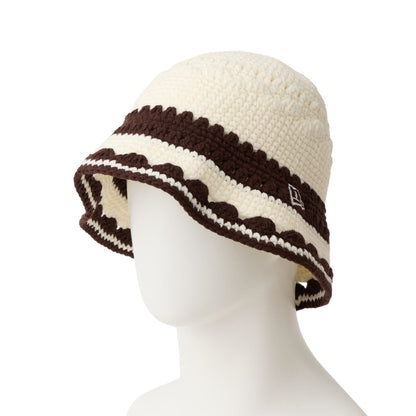 NEW ERA CROCHET KNIT BORDER BUCKET ニューエラ クロシェ ニット ボーダー バケット 14744712【メンズ 手編み クロシェハット リラックス 26SS】