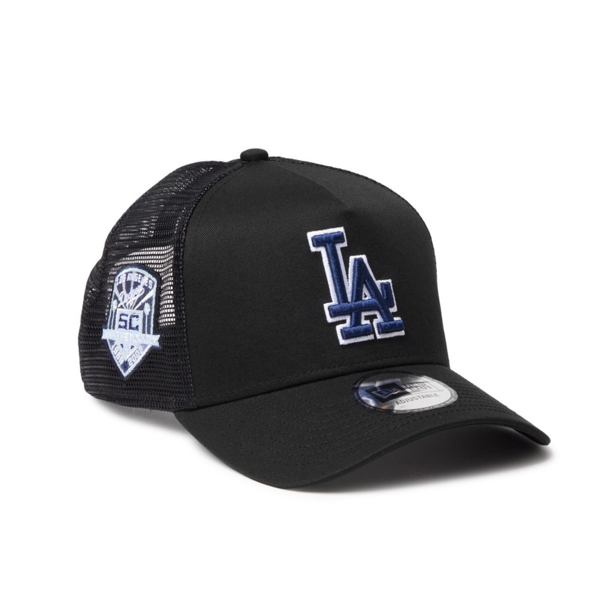NEW ERA LOS ANGELES DODGERS 50TH ANNIVERSARY SIDE PATCH 9FORTY A-FRAME TRUCKER ニューエラ サイド パッチ ナイン フォーティ エーフレーム トラッカー 14744914-108【メンズ メッシュキャップ カーブドバイザー 26FW】