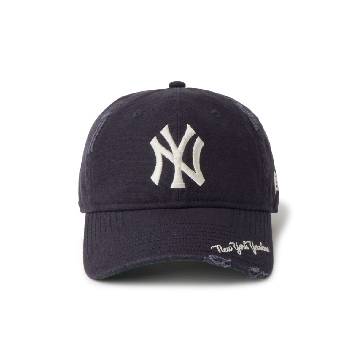 NEW ERA NEW YORK YANKEES VISOR LOGO 9TWENTY ニューエラ ニューヨーク ヤンキース バイザー ロゴ 9TWENTY 14745044【メンズ ロゴ刺繍 ダメージ加工 コットン 26SS】