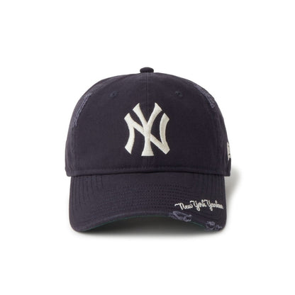 NEW ERA NEW YORK YANKEES VISOR LOGO 9TWENTY ニューエラ ニューヨーク ヤンキース バイザー ロゴ 9TWENTY 14745044【メンズ ロゴ刺繍 ダメージ加工 コットン 26SS】