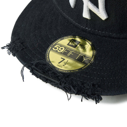 NEW ERA NEW YORK YANKEES DAMAGED 59FIFTY ニューエラ ダメージド フィフティナインフィフティ 14745157【メンズ キャップ 帽子 ベースボールキャップ リネン 春夏 26SS】