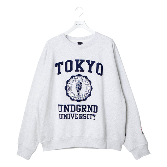 APPLEBUM “TOKYO UNDERGROUND UNIVERSITY” Crew アップルバム “トーキョーアンダーグラウンド ユニバーシティ” クルー GT2520404【メンズ スウェット ヘビーウェイト カレッジロゴ コラボ 販路限定 25FW】