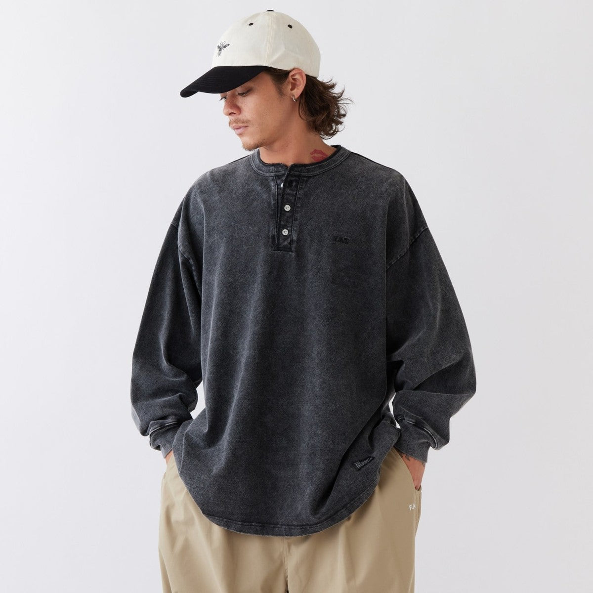 FAT FACIDENRY エフエイティー ファシデンリー F32610-CT06【メンズ ヘンリーネックカットソー ビッグシルエット トップス 26SS】