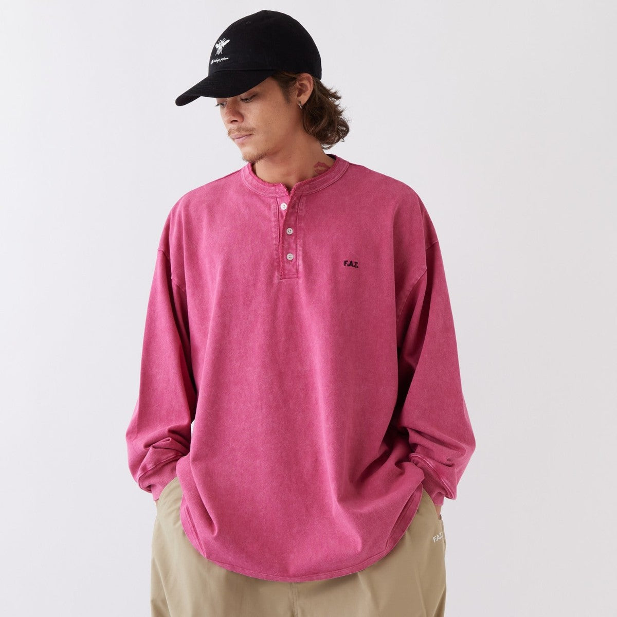 FAT FACIDENRY エフエイティー ファシデンリー F32610-CT06【メンズ ヘンリーネックカットソー ビッグシルエット トップス 26SS】