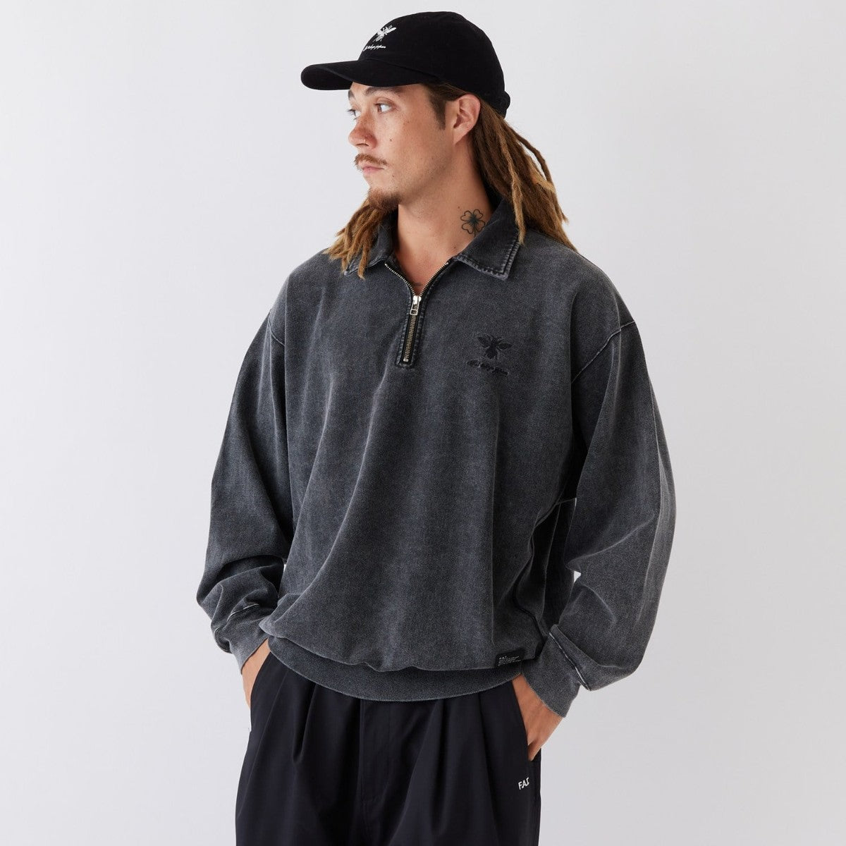 FAT FACIDUP エフエイティー ファシダップ F32610-CT07【メンズ ハーフジップカットソー ビッグシルエット 26SS】