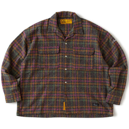 FAT HEATHERCROP エフエイティー ヘザークロップ F32610-SH01【メンズ ネルシャツ ワークシャツ チェックシャツ ビッグシルエット 厚手 26SS】