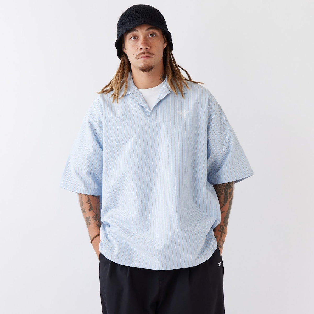 FAT OXOVER エフエイティー オックスオーバー F32610-SH21【メンズ ストライプ 半袖 BIGシルエット 26SS】