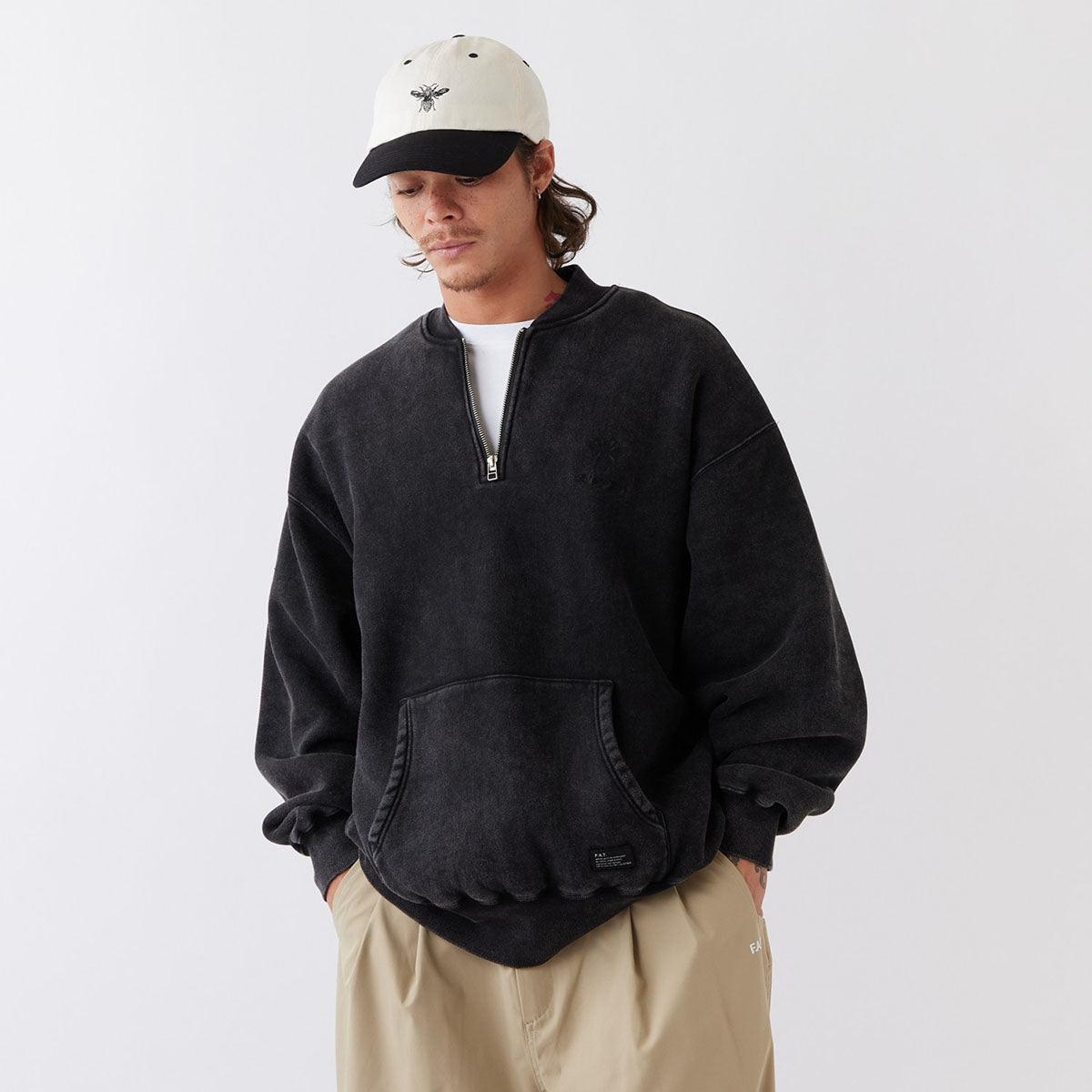 FAT FACID.HALF エフエイティー ファシッド.ハーフ F32610-SW09【メンズ ハーフジップ スウェット トレーナー 裏毛 26SS】