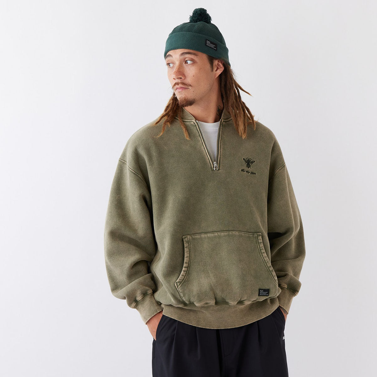 FAT FACID.HALF エフエイティー ファシッド.ハーフ F32610-SW09【メンズ ハーフジップ スウェット トレーナー 裏毛 26SS】