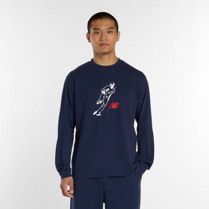 New Balance 大谷翔平 Always On Logo Long Sleeve T-Shirt ニューバランス 大谷翔平オールウェイズオンロゴ長袖Tシャツ MT6129G【メンズ 長袖 速乾素材 クルーネック コットンブレンド 26SS】