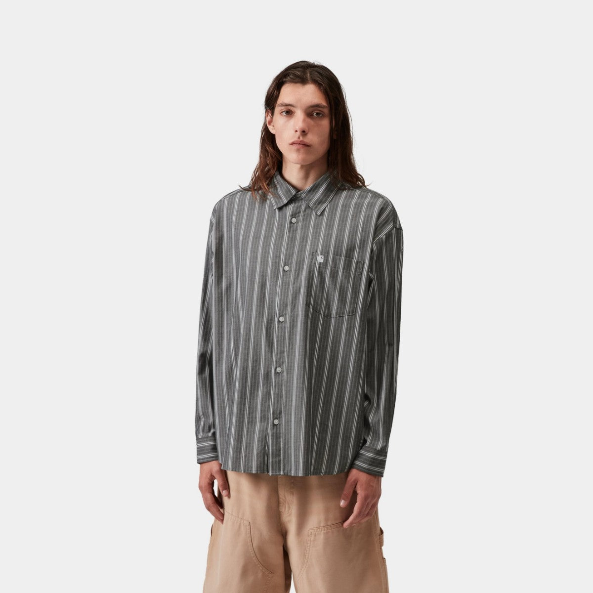 Carhartt WIP BEALE STRIPE SHIRT カーハートワークインプログレス ビール ストライプ シャツ I036201【メンズ コットン素材 ストライプ柄 長袖 ルーズフィット 26SS】