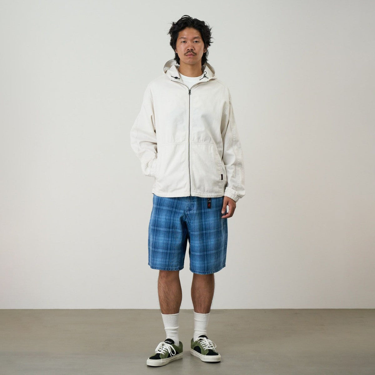 Gramicci LAGOON SHORT DENIM PLAID グラミチ ラグーン ショーツ デニム プレイド G6SM-P023【メンズ チェック柄 ハーフパンツ 26SS】