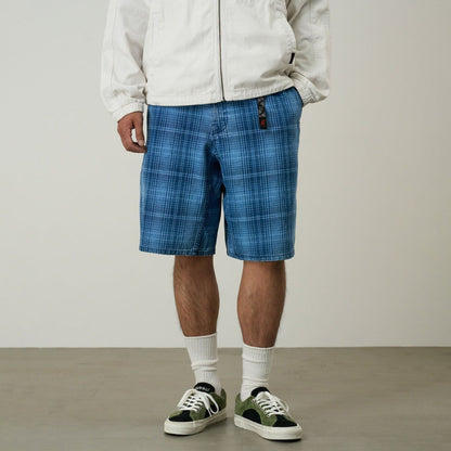 Gramicci LAGOON SHORT DENIM PLAID グラミチ ラグーン ショーツ デニム プレイド G6SM-P023【メンズ チェック柄 ハーフパンツ 26SS】