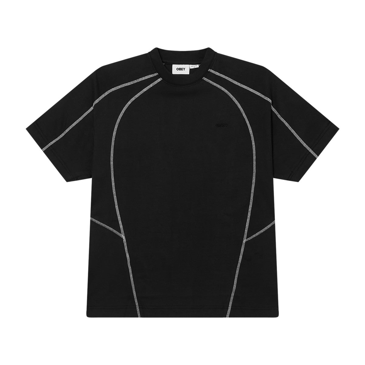 OBEY OBEY CONTRAST STITCH TEE オベイ オベイ コントラスト ステッチ ティー 131080381【メンズ コットン素材 刺繍 リブネック 26SS】