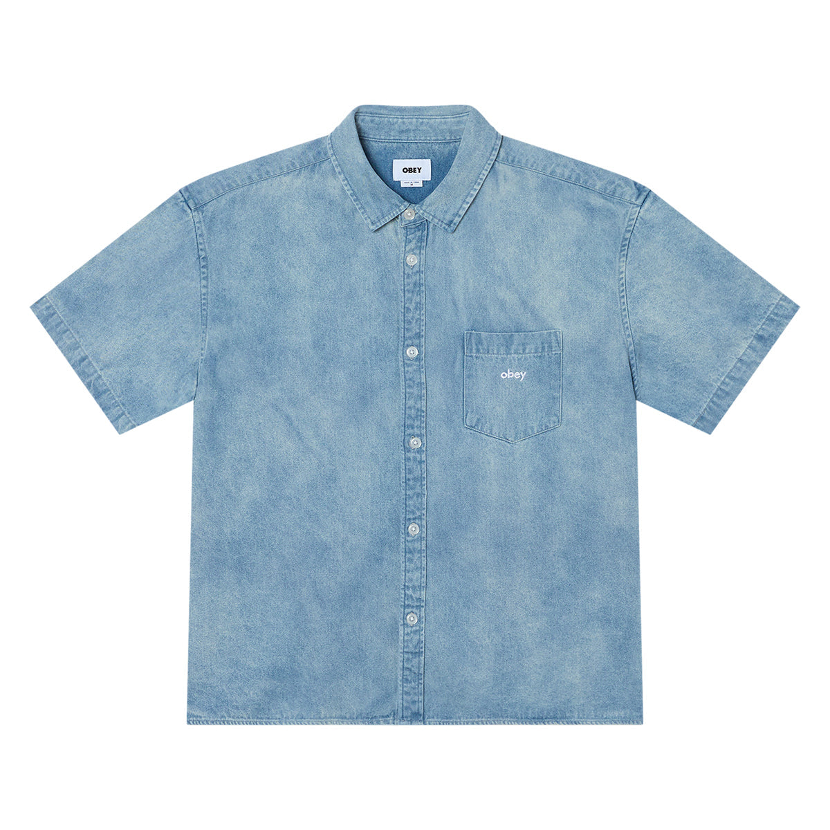 OBEY OWENS DENIM SS SHIRT オベイ オーウェンズ デニム ショートスリーブ シャツ 181210451【メンズ コットン100％ リラックスシャツ 半袖 26SS】