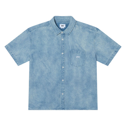 OBEY OWENS DENIM SS SHIRT オベイ オーウェンズ デニム ショートスリーブ シャツ 181210451【メンズ コットン100％ リラックスシャツ 半袖 26SS】