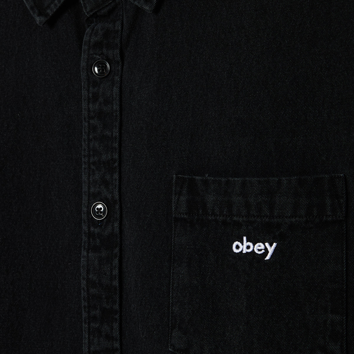 OBEY OWENS DENIM SS SHIRT オベイ オーウェンズ デニム ショートスリーブ シャツ 181210451【メンズ コットン100％ リラックスシャツ 半袖 26SS】
