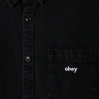 OBEY OWENS DENIM SS SHIRT オベイ オーウェンズ デニム ショートスリーブ シャツ 181210451【メンズ コットン100％ リラックスシャツ 半袖 26SS】