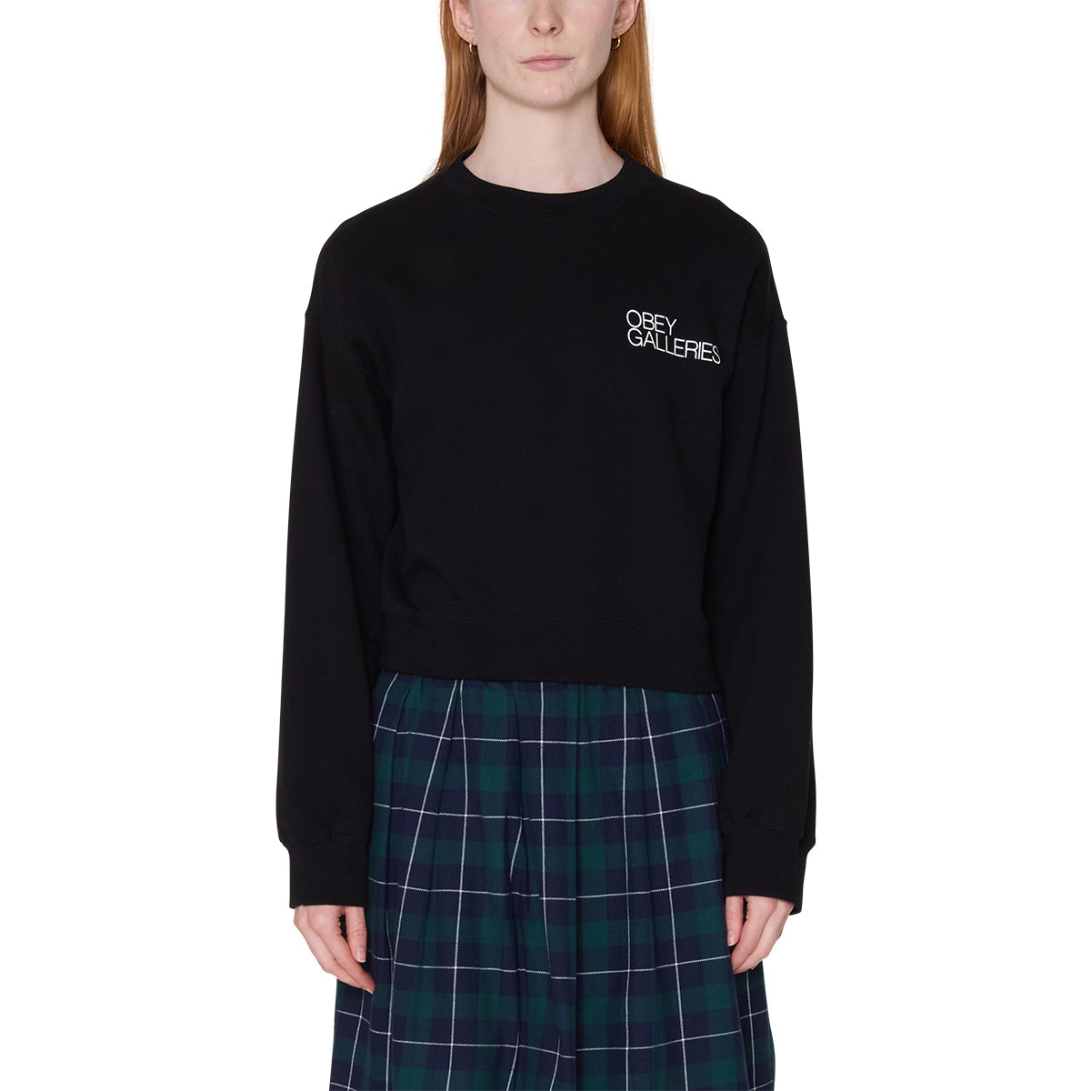 OBEY GALLERIES CROPPED CREWNECK オベイ ギャラリーズ クロップド クルーネック 211600163【レディース スウェット クルーネック リラックス 26SS】