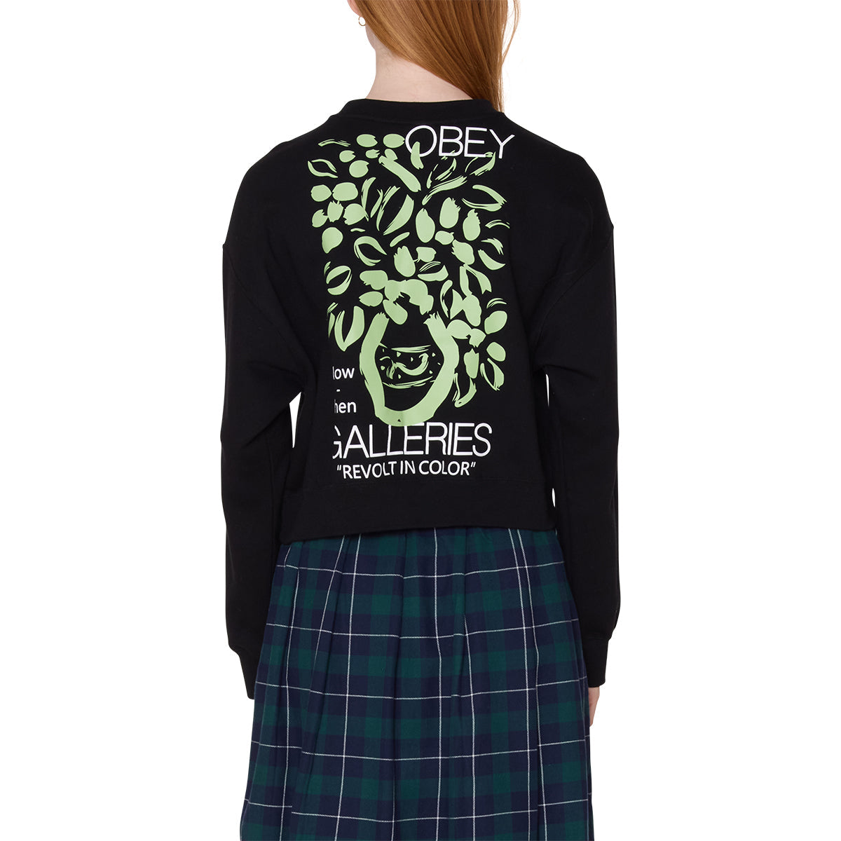 OBEY GALLERIES CROPPED CREWNECK オベイ ギャラリーズ クロップド クルーネック 211600163【レディース スウェット クルーネック リラックス 26SS】