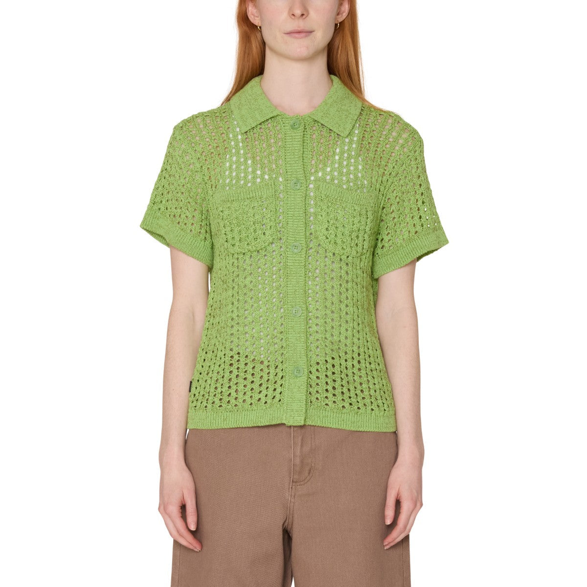 OBEY MILLY OPEN KNIT SWEATER オベイ ミリー オープンニット セーター 251000142【レディース 胸ポケット ボタン カーディガン リラックスフィット 26SS】