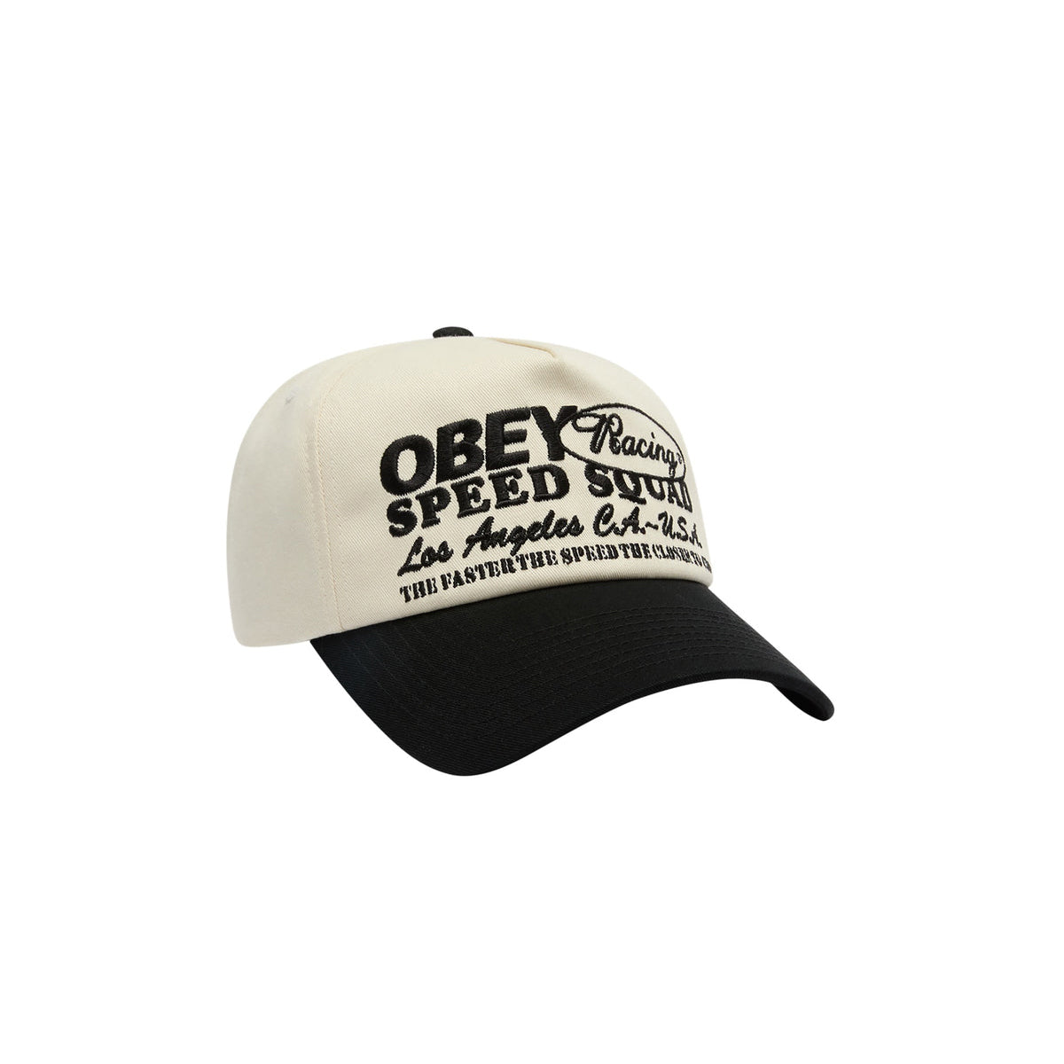 OBEY SPEED SQUAD 5 PANEL SNAPBACK オベイ スピード スクワッド 5パネル スナップバック 100490154BKMO26U【メンズ キャップ 刺繍ロゴ コットン素材 26SS】