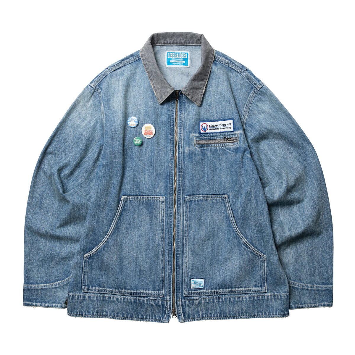 Liberaiders DENIM WORK JACKET リベレイダース デニムワークジャケット 730012601【メンズ デニム ワークジャケット ワッペン 缶バッジ 26SS】