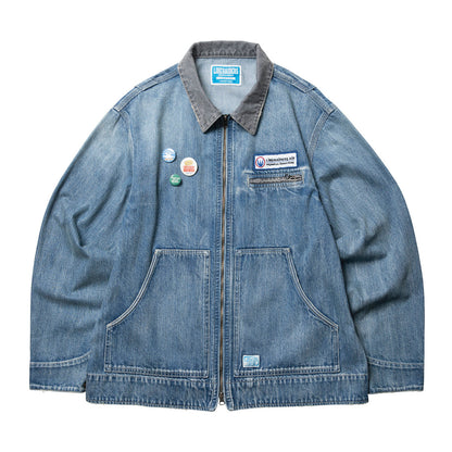 Liberaiders DENIM WORK JACKET リベレイダース デニムワークジャケット 730012601【メンズ デニム ワークジャケット ワッペン 缶バッジ 26SS】