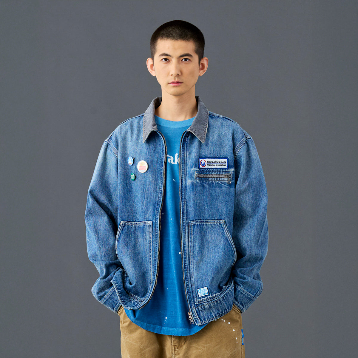 Liberaiders DENIM WORK JACKET リベレイダース デニムワークジャケット 730012601【メンズ デニム ワークジャケット ワッペン 缶バッジ 26SS】