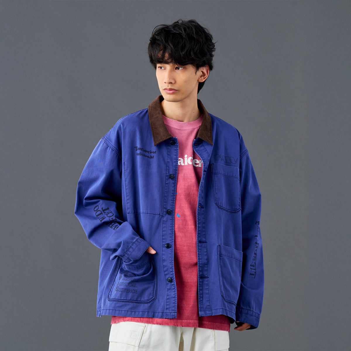 Liberaiders HANDWRITING PRINT COVERALL リベレイダース ハンドライティング プリント カバーオール 730032601【メンズ カバーオール コットンツイル ワークジャケット 手書きプリント 26SS】