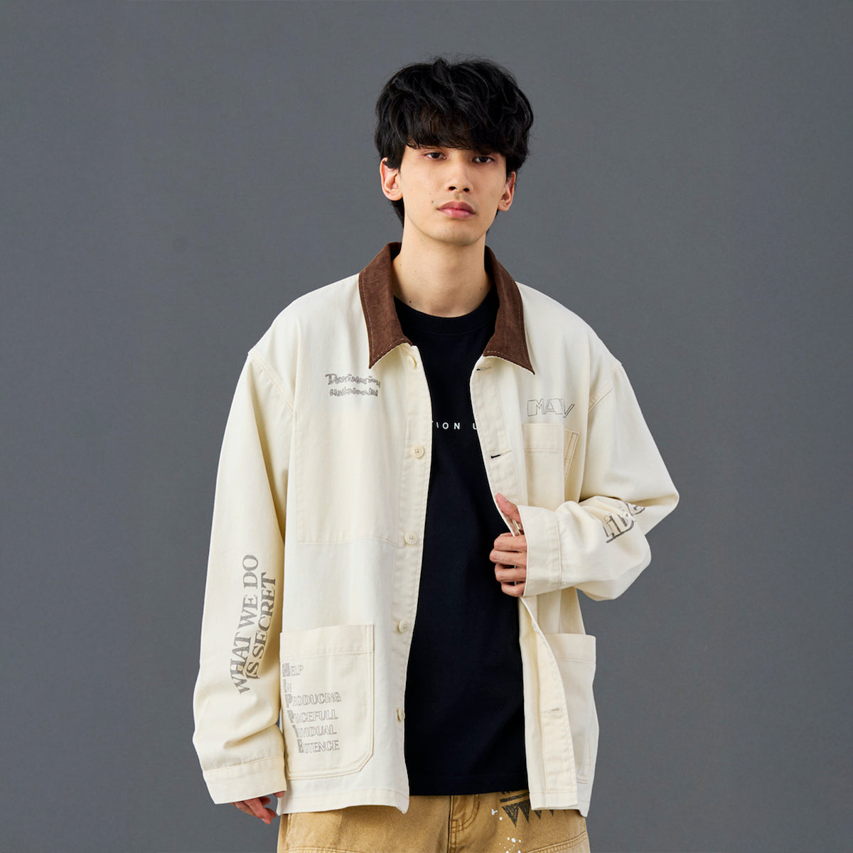 Liberaiders HANDWRITING PRINT COVERALL リベレイダース ハンドライティング プリント カバーオール 730032601【メンズ カバーオール コットンツイル ワークジャケット 手書きプリント 26SS】