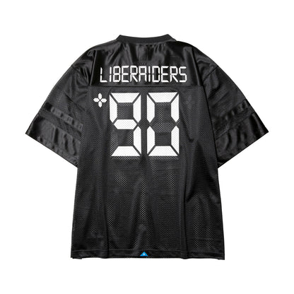 Liberaiders DIGITAL LOGO FOOTBALL TEE リベレイダース デジタル ロゴ フットボール ティー 736012601【メンズ メッシュ生地 サテン生地 デジタルフォント 26SS】