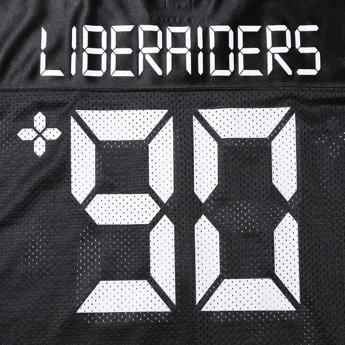 Liberaiders DIGITAL LOGO FOOTBALL TEE リベレイダース デジタル ロゴ フットボール ティー 736012601【メンズ メッシュ生地 サテン生地 デジタルフォント 26SS】