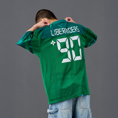 Liberaiders DIGITAL LOGO FOOTBALL TEE リベレイダース デジタル ロゴ フットボール ティー 736012601【メンズ メッシュ生地 サテン生地 デジタルフォント 26SS】