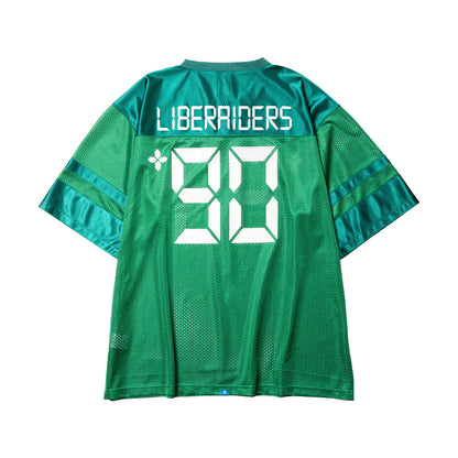 Liberaiders DIGITAL LOGO FOOTBALL TEE リベレイダース デジタル ロゴ フットボール ティー 736012601【メンズ メッシュ生地 サテン生地 デジタルフォント 26SS】