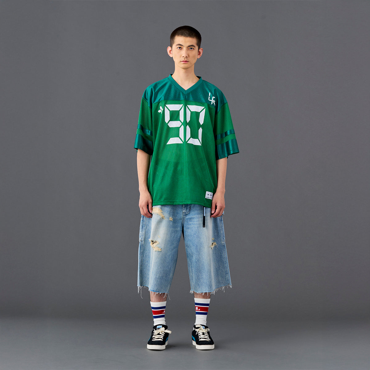 Liberaiders DIGITAL LOGO FOOTBALL TEE リベレイダース デジタル ロゴ フットボール ティー 736012601【メンズ メッシュ生地 サテン生地 デジタルフォント 26SS】