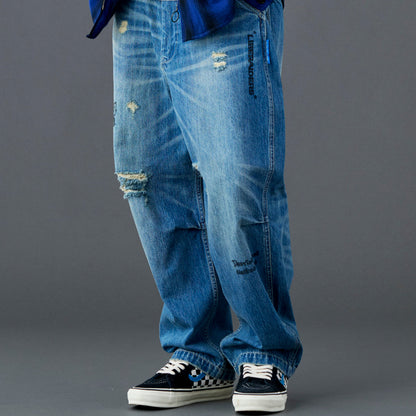 Liberaiders DAMAGED DENIM SARROUEL PANTS リベレイダース ダメージド デニム サルエル パンツ 737052601【メンズ サルエル ヴィンテージ加工 ダメージデニム 26SS】