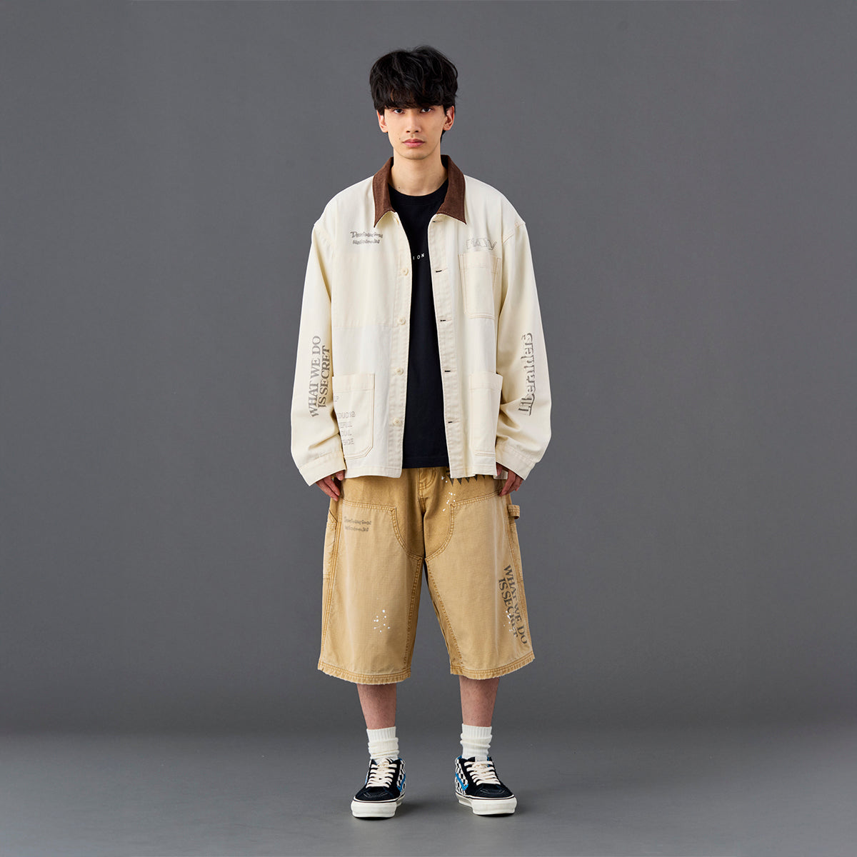 Liberaiders HANDWRITING CANVAS WORK SHORTS リベレイダース ハンドライティング キャンバス ワーク ショーツ 738022601【メンズ ショーツ ハーフパンツ カジュアルパンツ ワークパンツ 26SS】