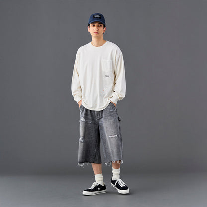 Liberaiders DAMAGED DENIM BUGGY SHORTS リベレイダース ダメージド デニム バギー ショーツ 738032601【メンズ デニムショーツ バギーショーツ ハーフパンツ カジュアルパンツ 26SS】
